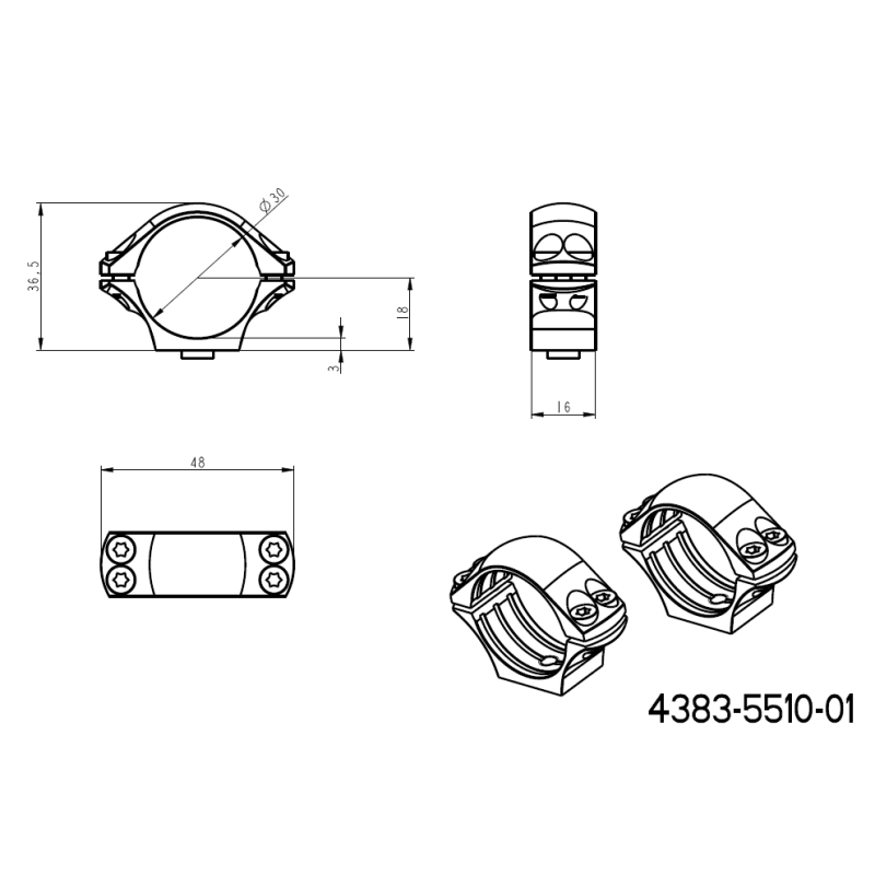 30mm kikkertmontageringe | en-stykke picatinny base med håndtag 