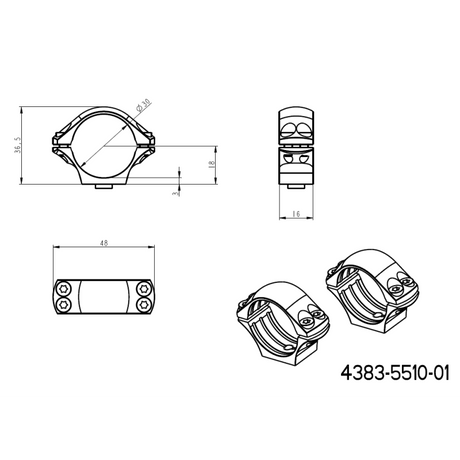 30mm kikkertmontageringe | lang Picatinny QD Ergo base 