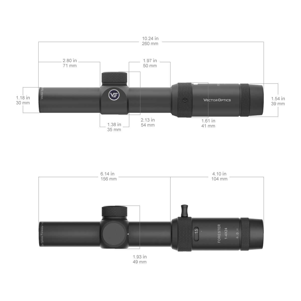 Vector Optics Forester 1-4x24SFP riffelsigte 