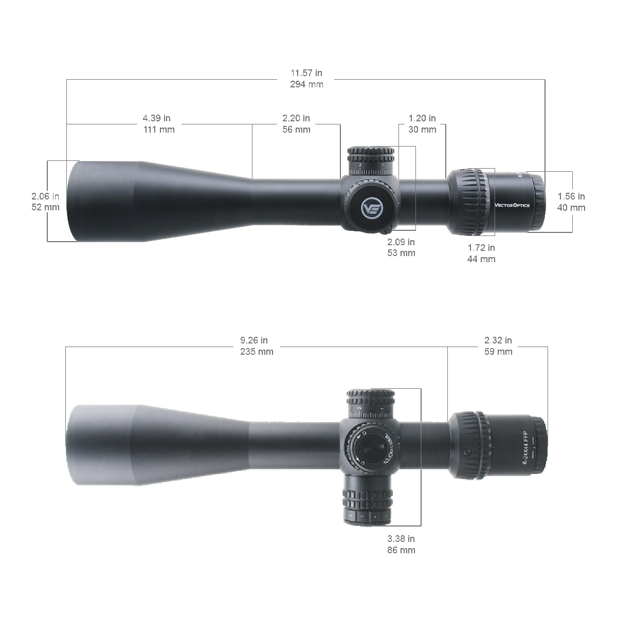 Vector Optics Veyron 6-24x44 IR Første Fokusplan Oplyst riffelkikkert 