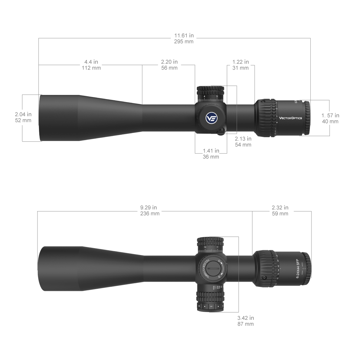 Vector Optics Veyron 6-24x44IR SFP kompakt riffelkikkert 