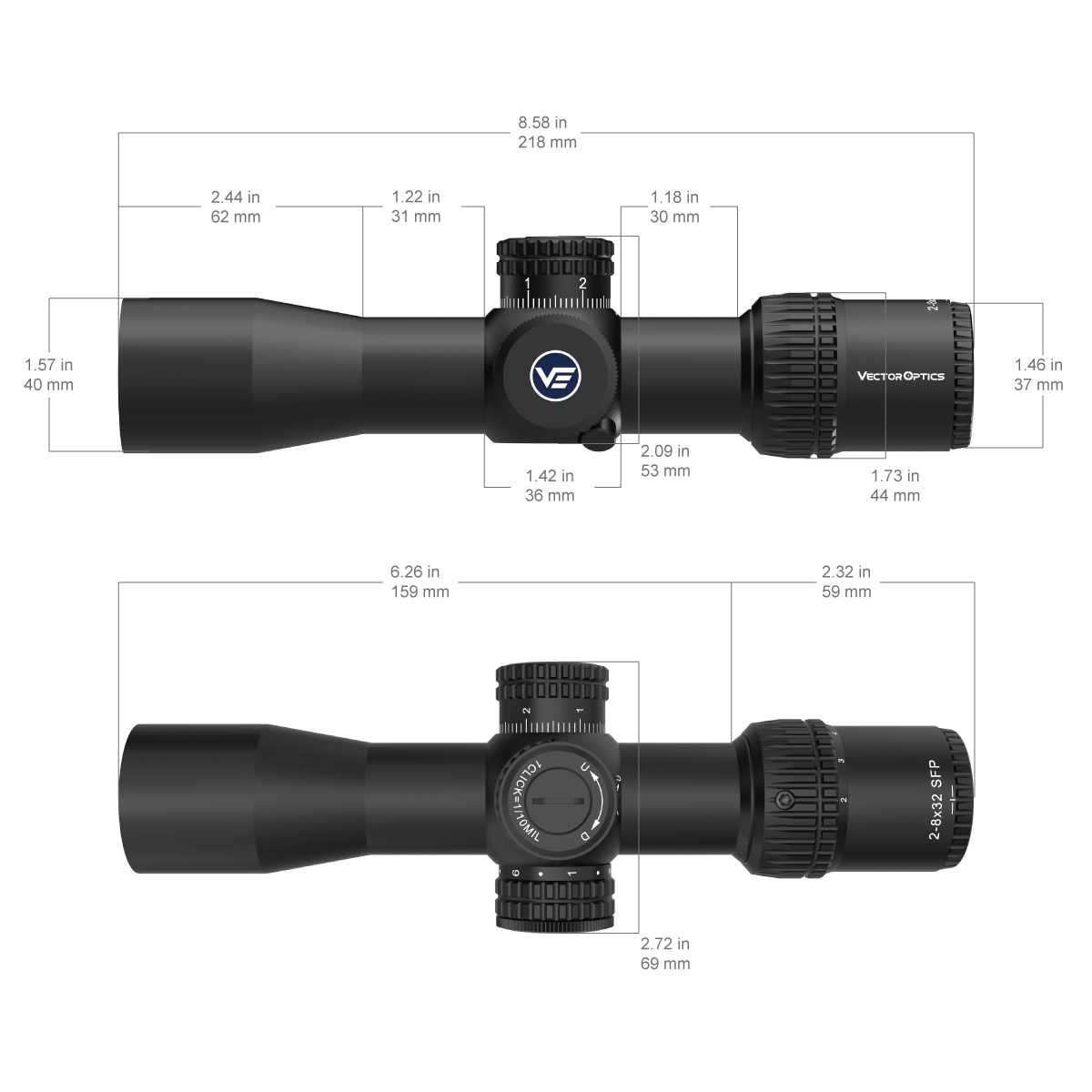 Vector Optics Veyron 2-8x32IR kompakt riffelsigte 